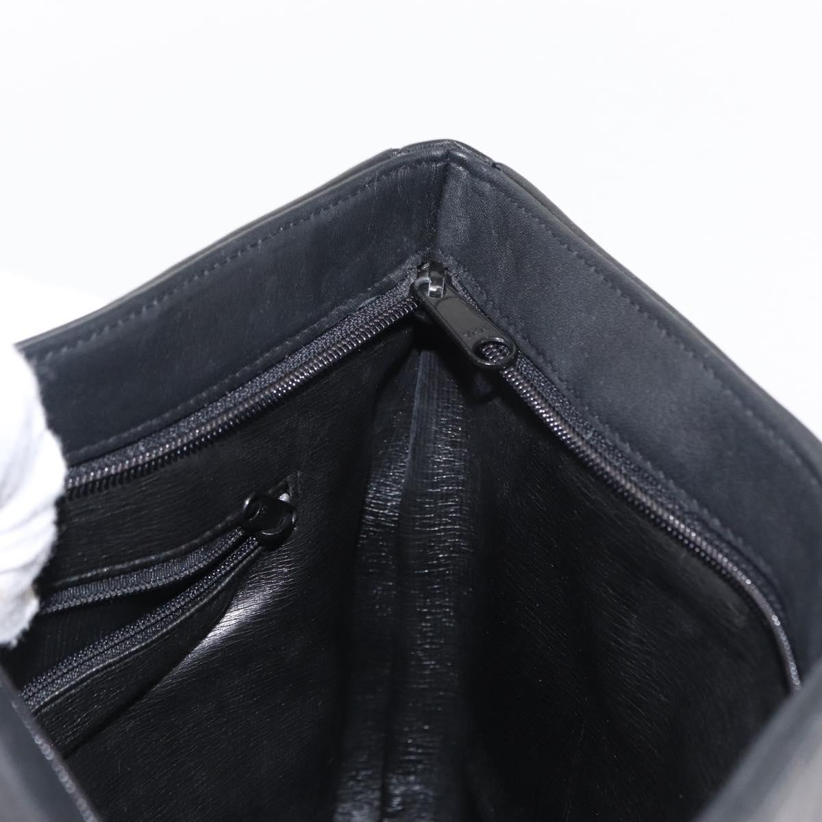 GIVENCHY Chain Shoulder Bag Leather Black Gold Auth 153095