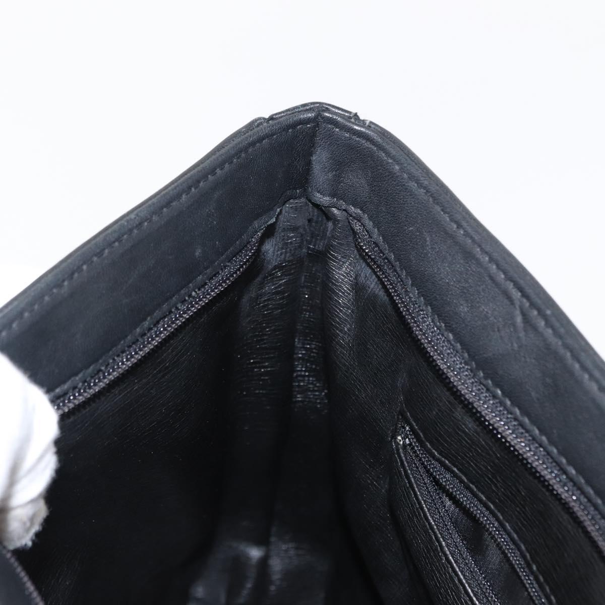 GIVENCHY Chain Shoulder Bag Leather Black Gold Auth 153095