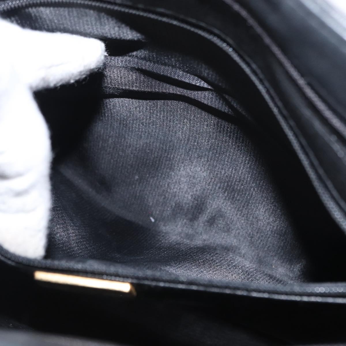 GIVENCHY Chain Shoulder Bag Leather Black Gold Auth 153095