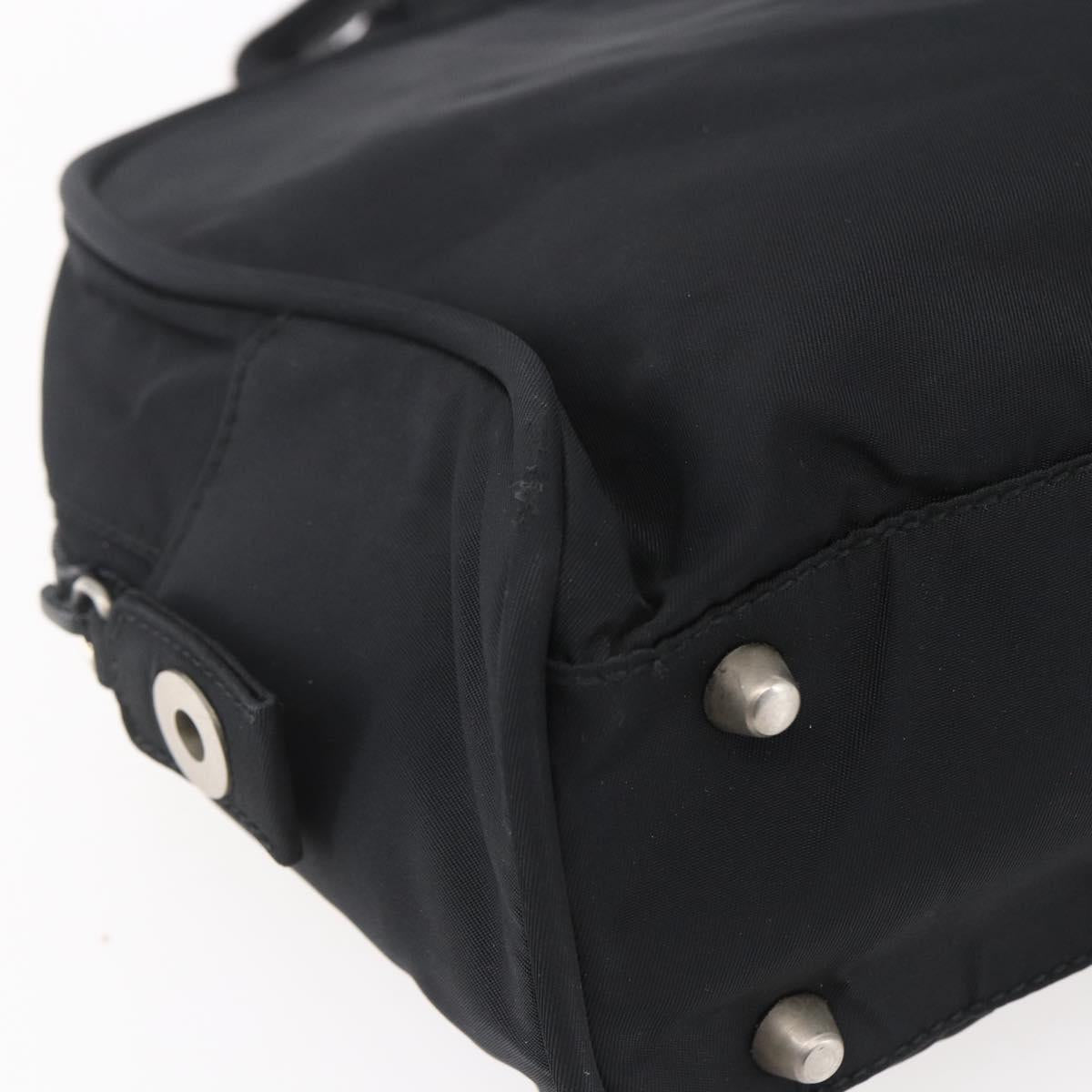 PRADA Hand Bag Nylon Black Silver Auth 153096