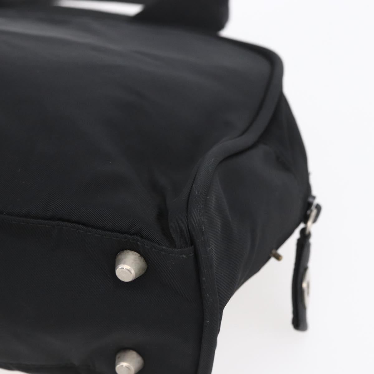 PRADA Hand Bag Nylon Black Silver Auth 153096