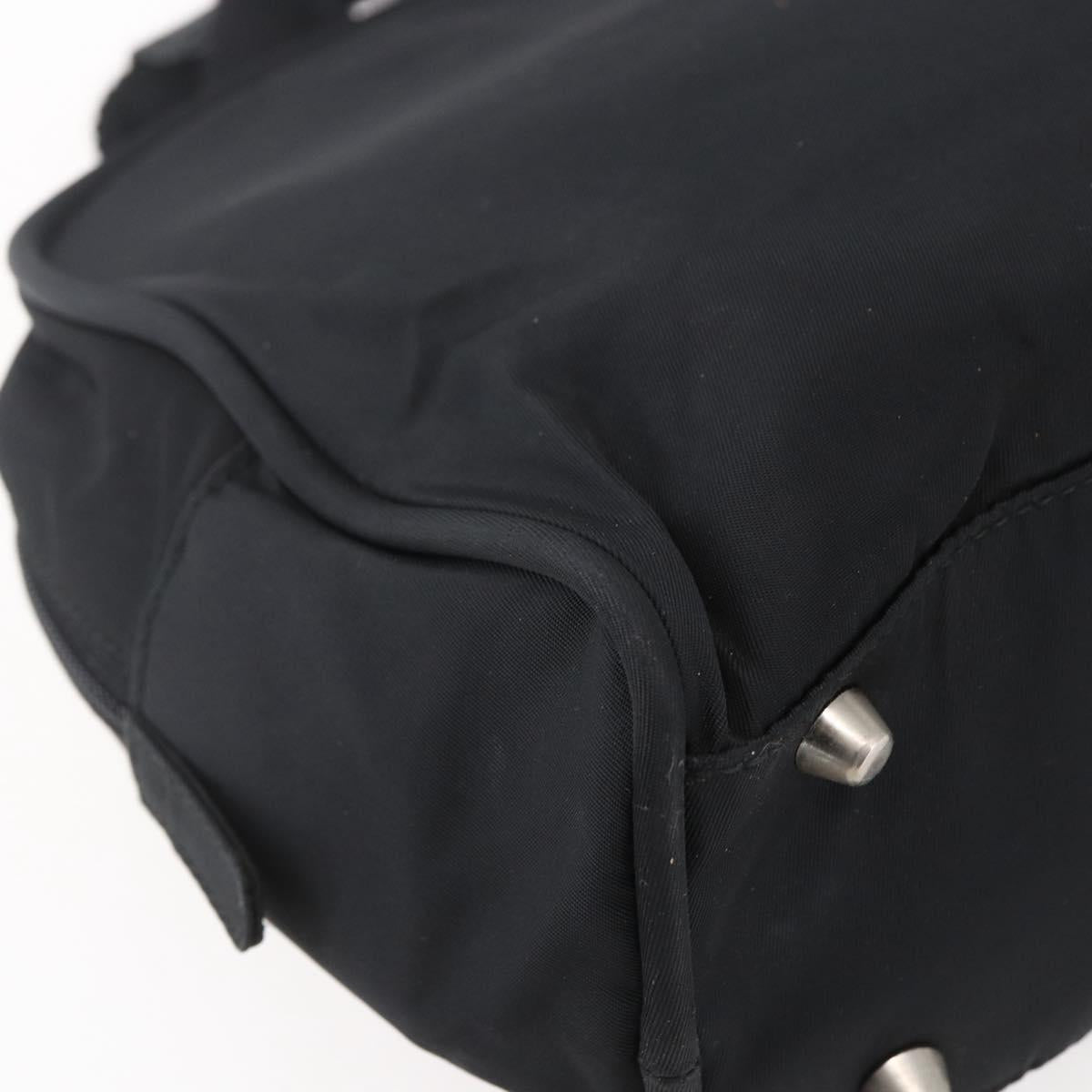 PRADA Hand Bag Nylon Black Silver Auth 153096
