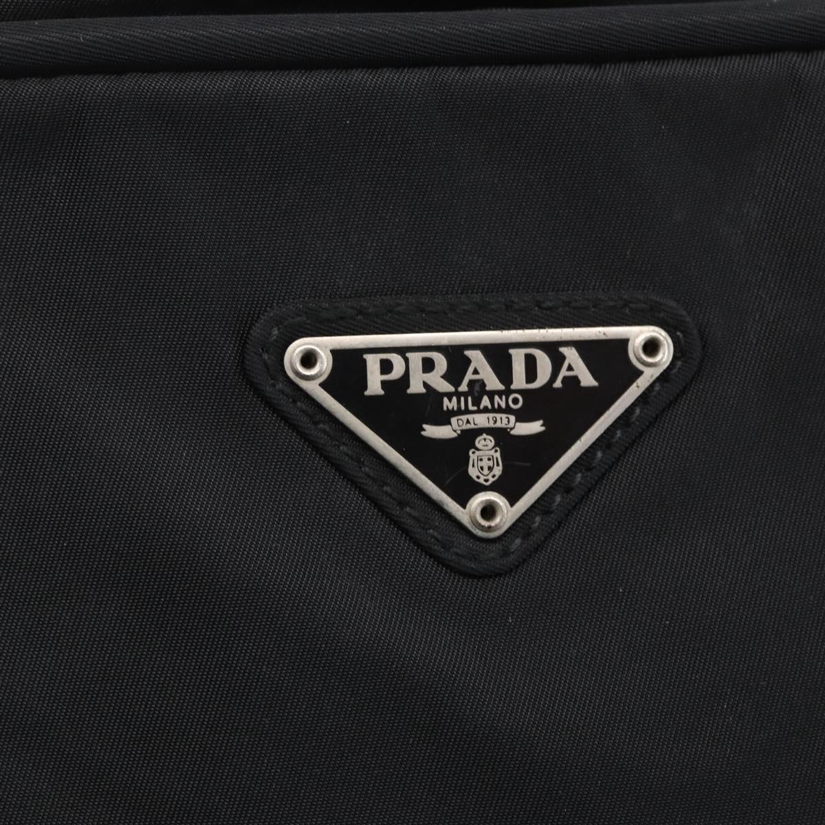 PRADA Hand Bag Nylon Black Silver Auth 153096