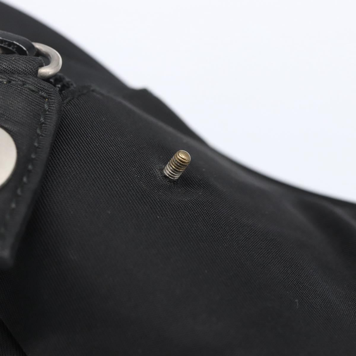 PRADA Hand Bag Nylon Black Silver Auth 153096