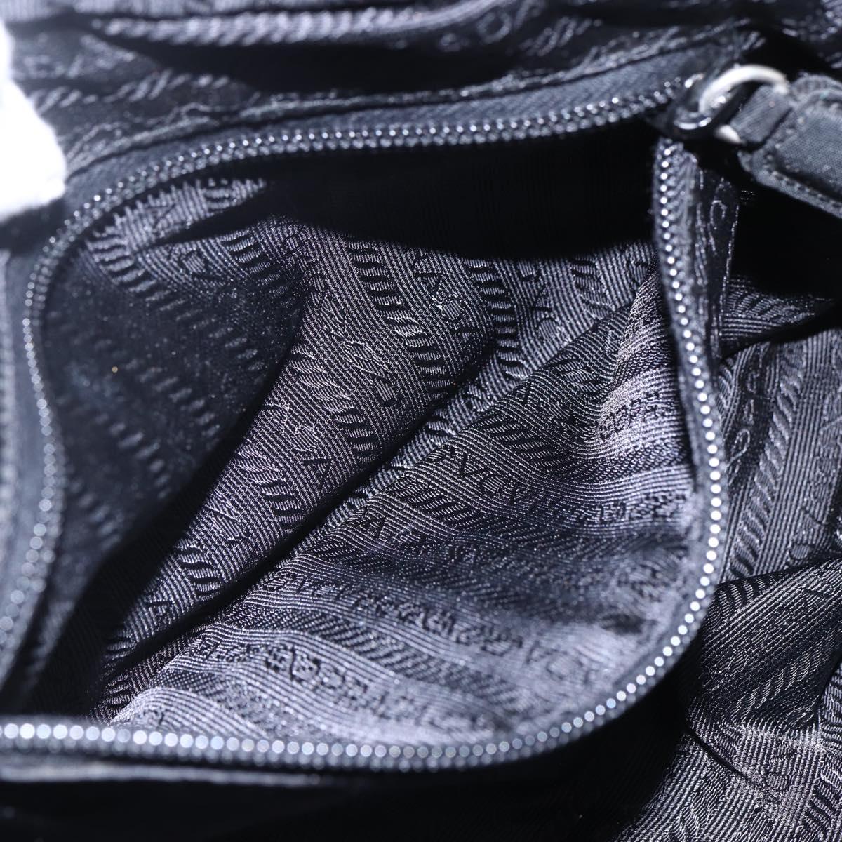 PRADA Hand Bag Nylon Black Silver Auth 153096