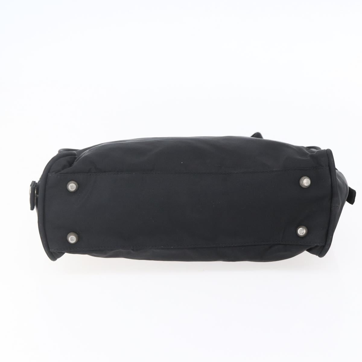 PRADA Hand Bag Nylon Black Silver Auth 153096