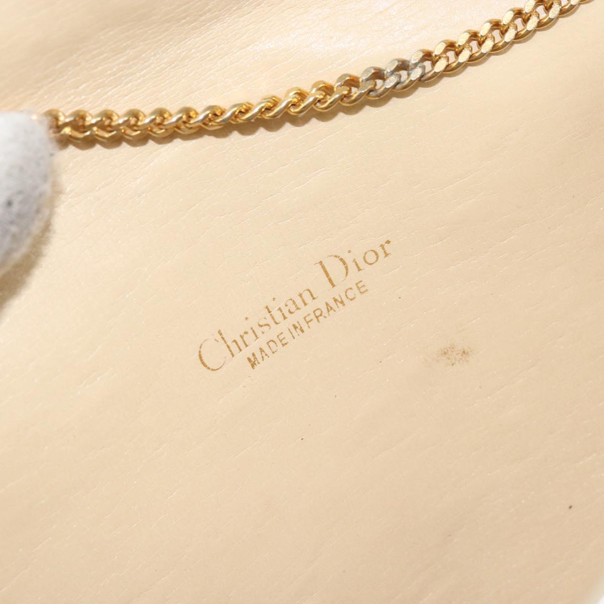 Christian Dior Trotter Canvas Chain Shoulder Bag Beige Gold Auth 153098