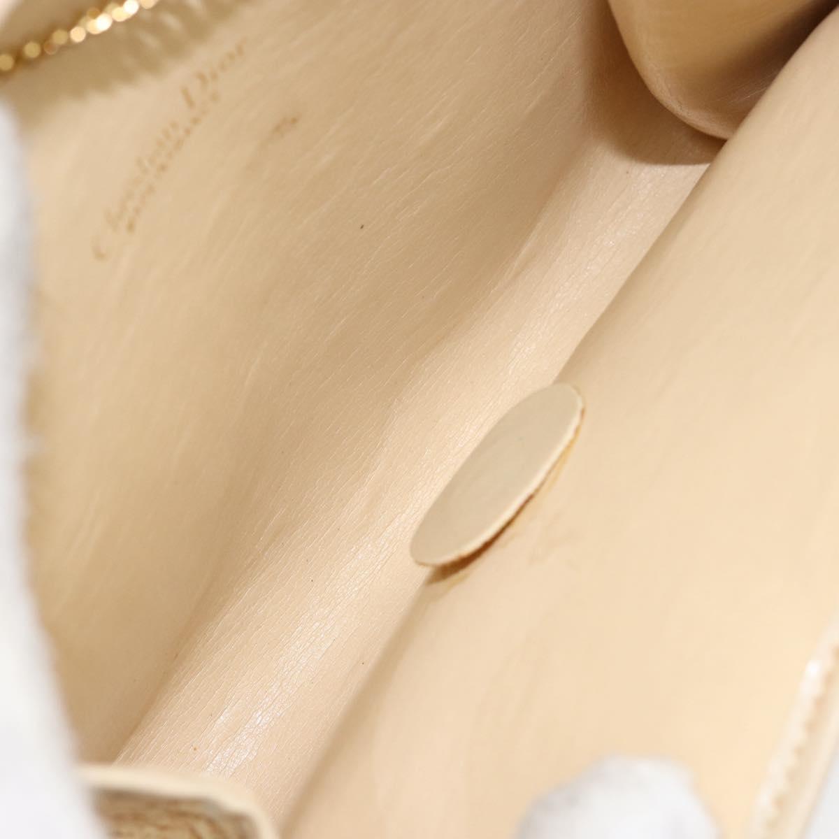 Christian Dior Trotter Canvas Chain Shoulder Bag Beige Gold Auth 153098