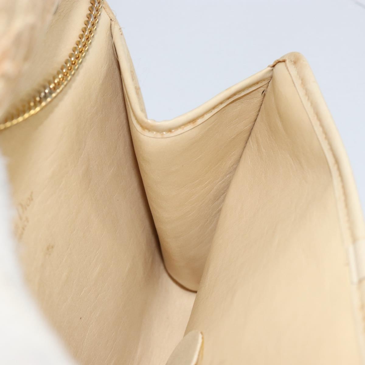 Christian Dior Trotter Canvas Chain Shoulder Bag Beige Gold Auth 153098