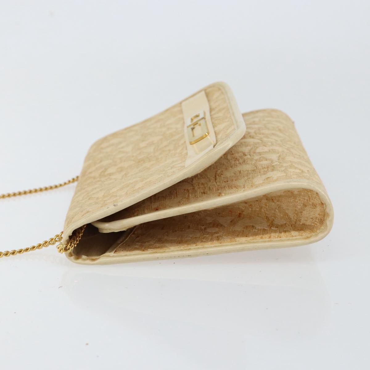 Christian Dior Trotter Canvas Chain Shoulder Bag Beige Gold Auth 153098