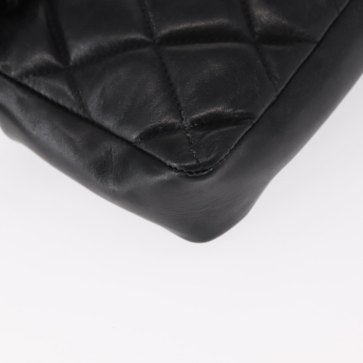 CHANEL COCO Mark Matelasse Waist bag Leather Black Gold CC Auth 153101