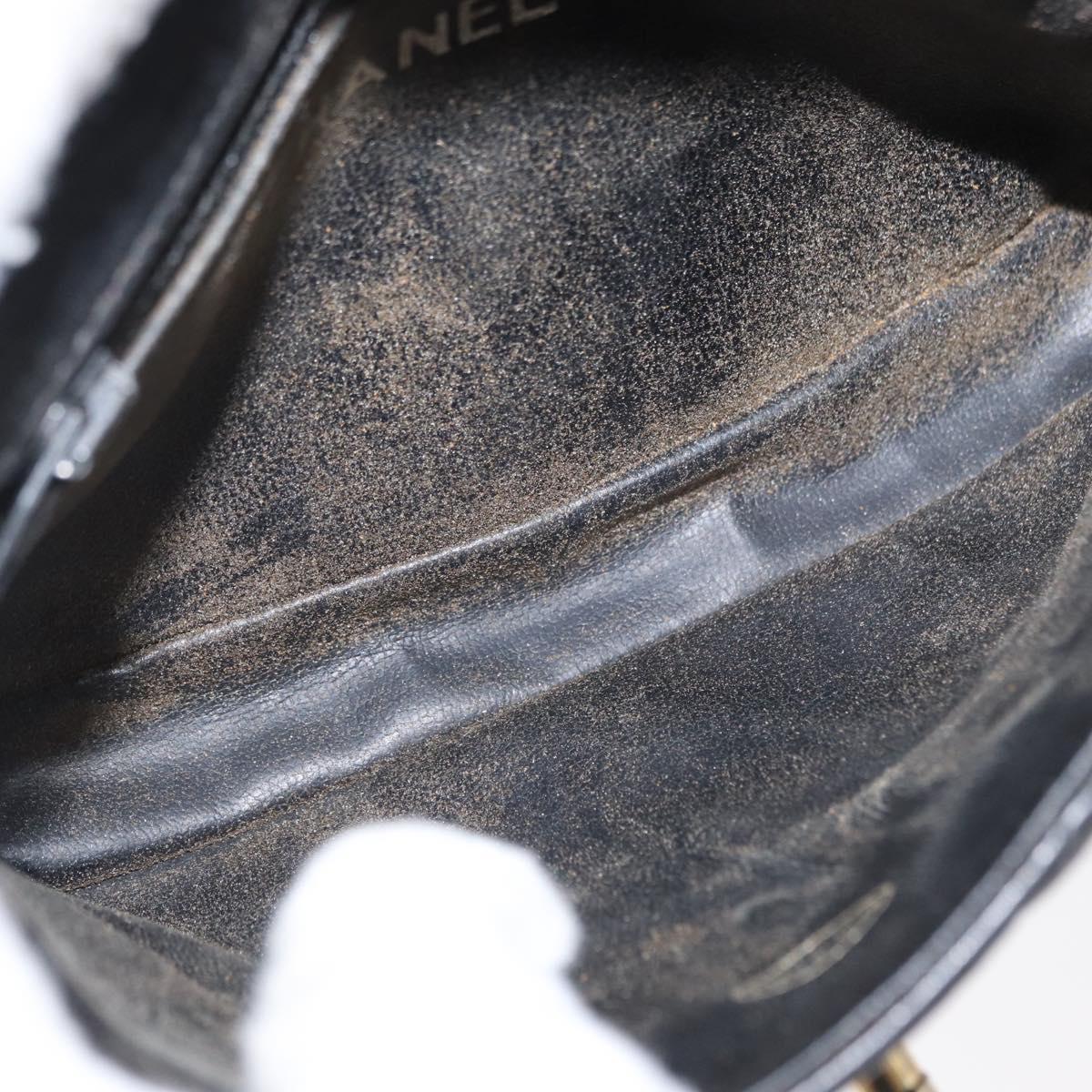 CHANEL COCO Mark Matelasse Waist bag Leather Black Gold CC Auth 153101