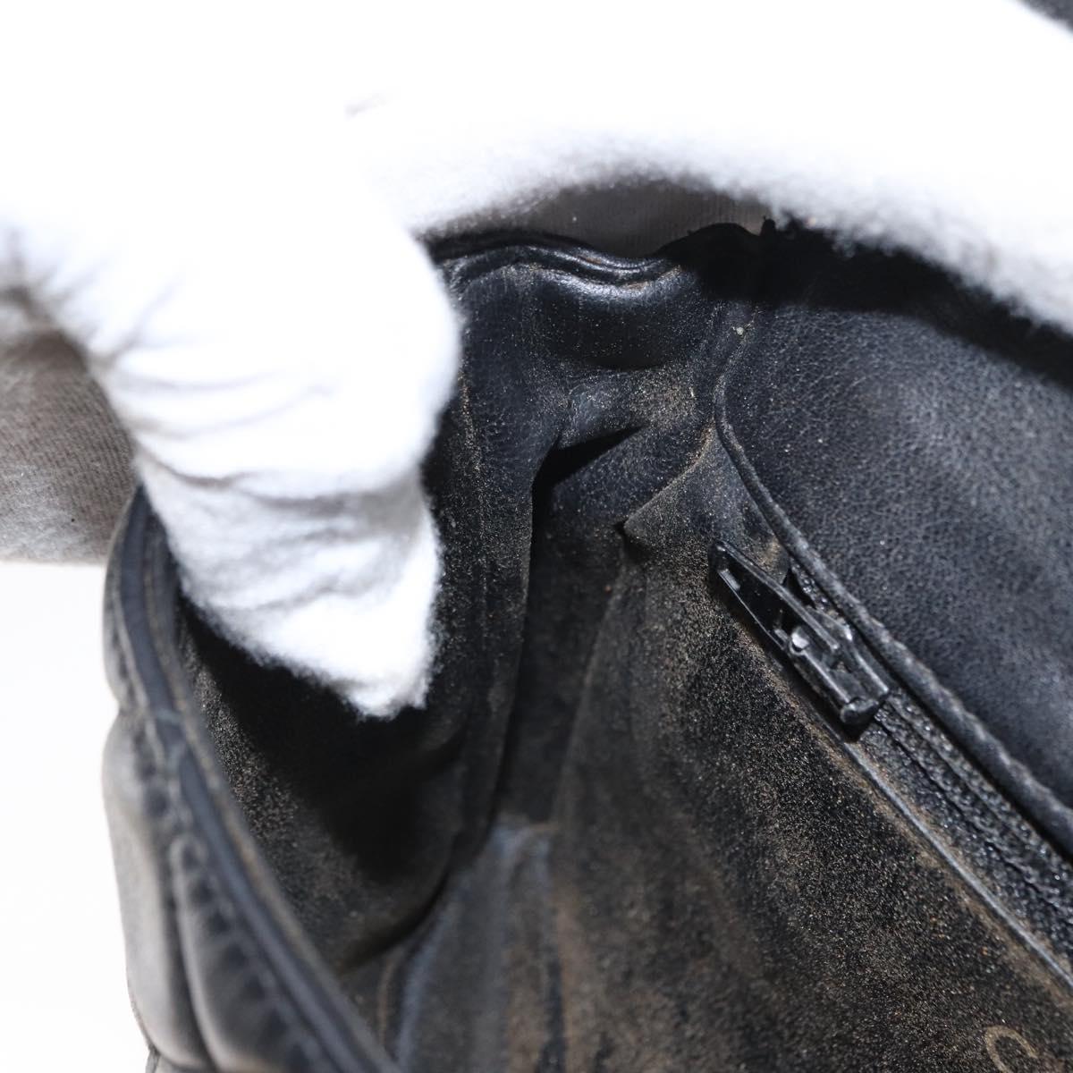 CHANEL COCO Mark Matelasse Waist bag Leather Black Gold CC Auth 153101