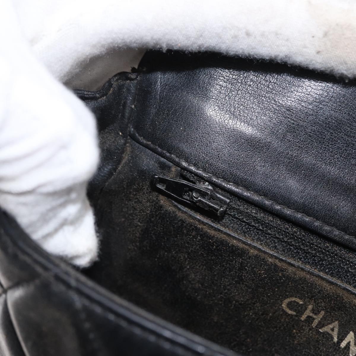 CHANEL COCO Mark Matelasse Waist bag Leather Black Gold CC Auth 153101