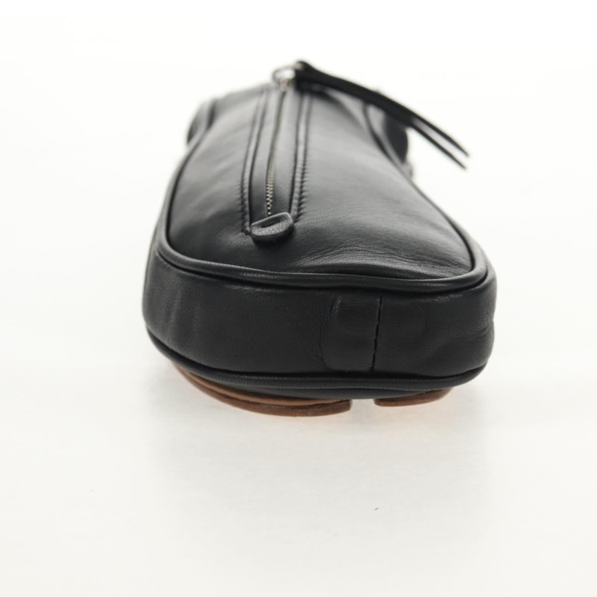 Maison Margiela Chain Tabi Style Shoulder Bag Leather Black Silver Auth 153102M