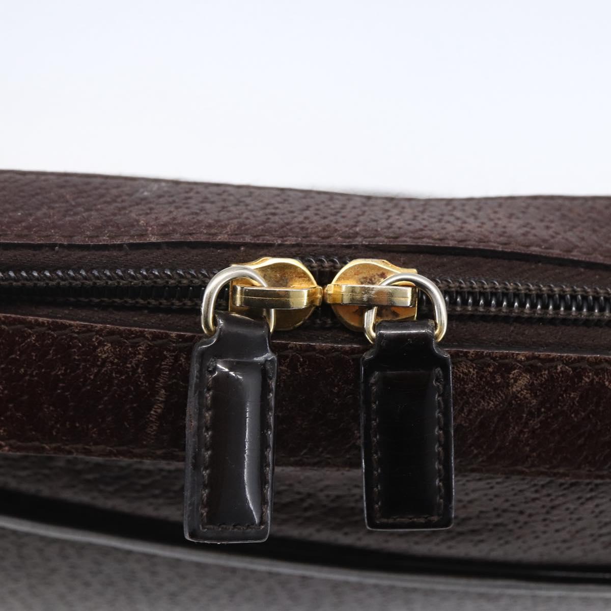 Christian Dior Hand Bag Leather Brown Gold Auth 153104