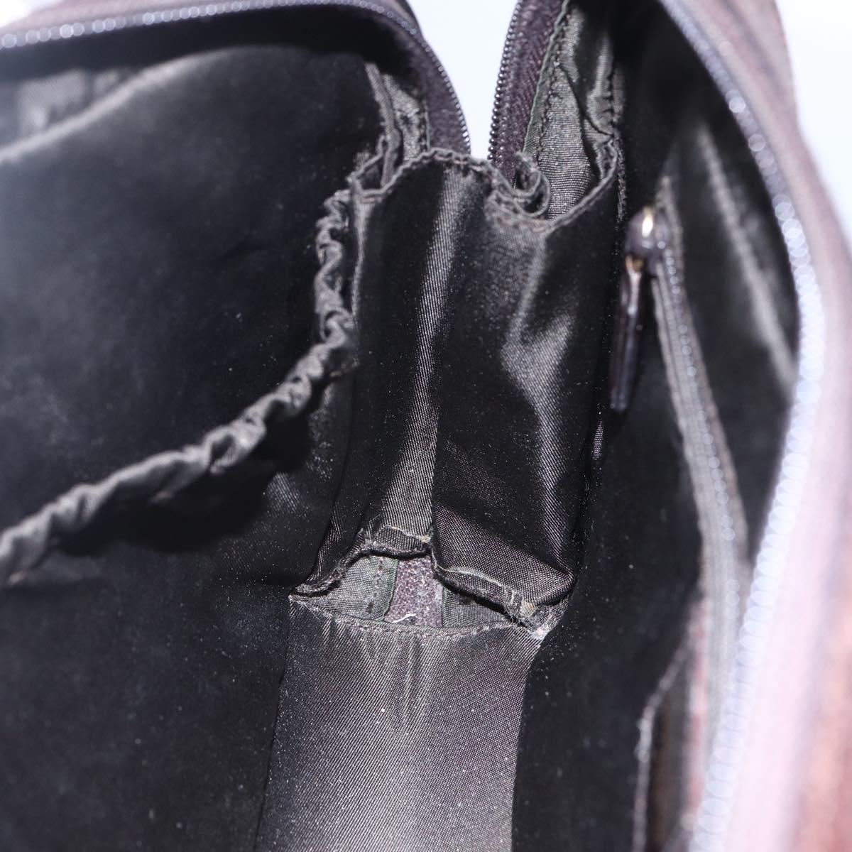 Christian Dior Hand Bag Leather Brown Gold Auth 153104