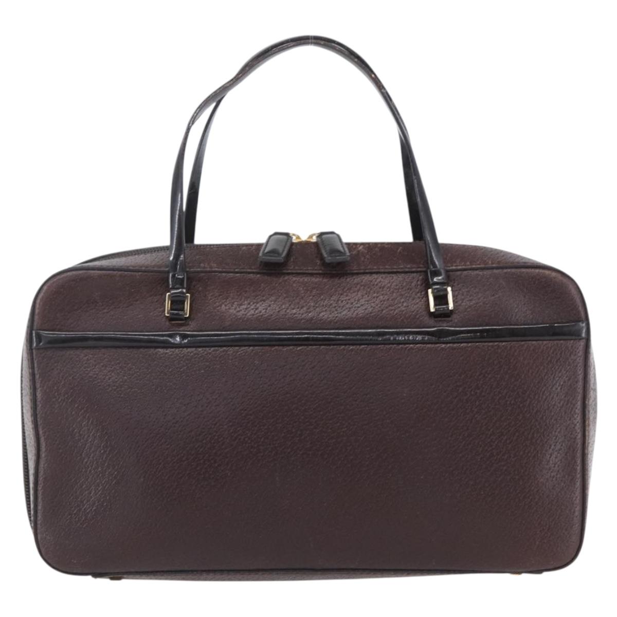 Christian Dior Hand Bag Leather Brown Gold Auth 153104