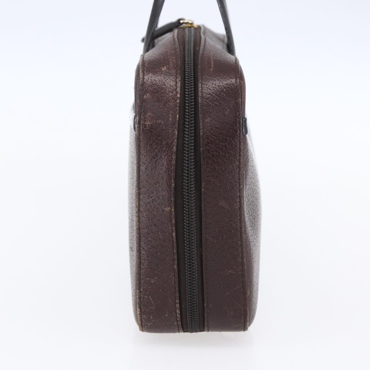 Christian Dior Hand Bag Leather Brown Gold Auth 153104