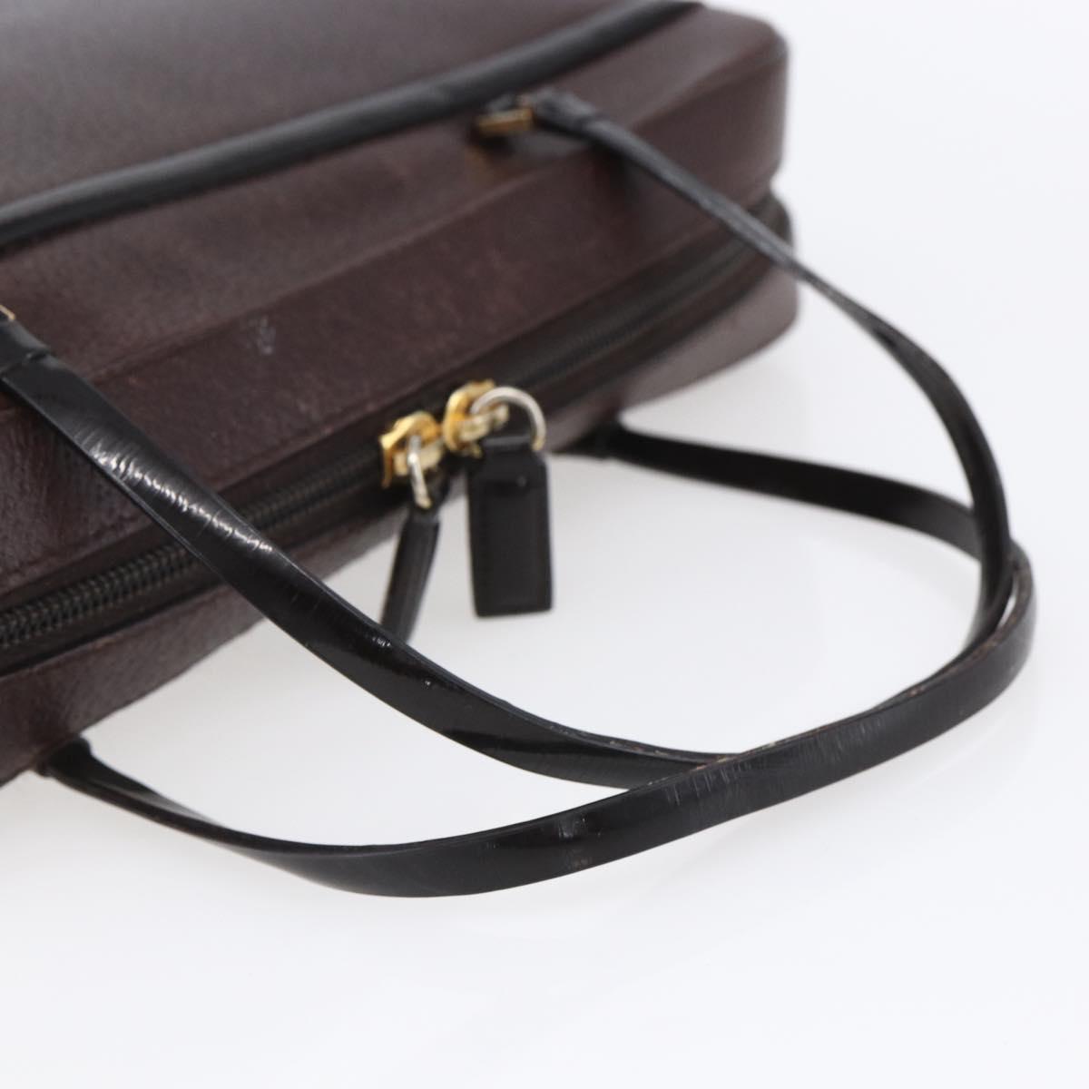 Christian Dior Hand Bag Leather Brown Gold Auth 153104