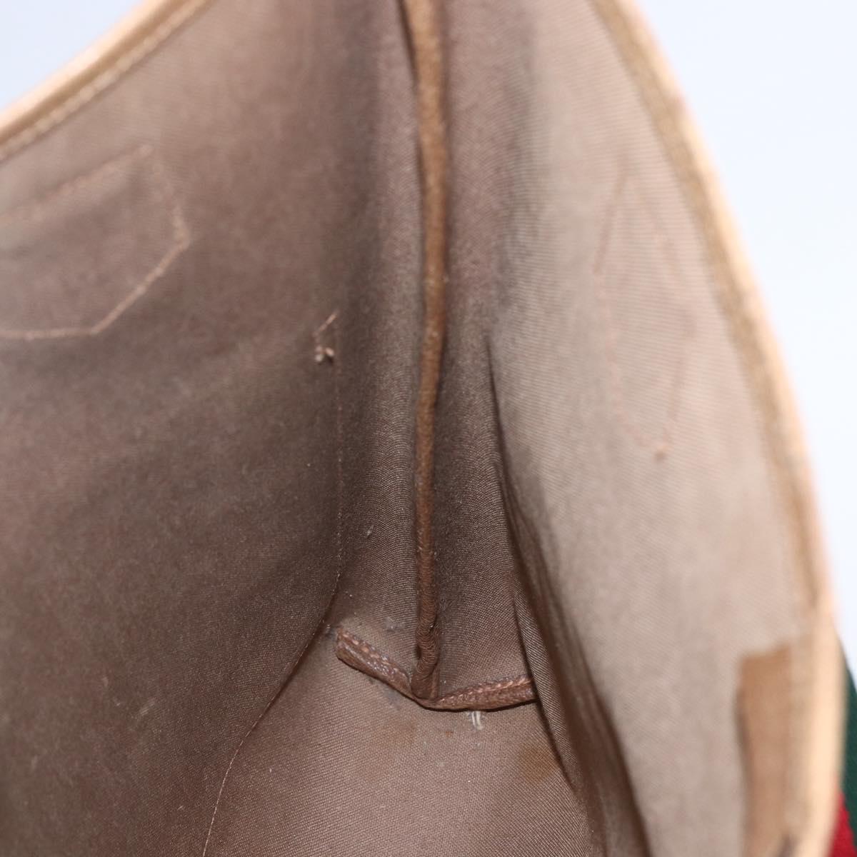 GUCCI GG Plus Supreme Web Sherry Line Tote Bag PVC Beige Red Auth 153107