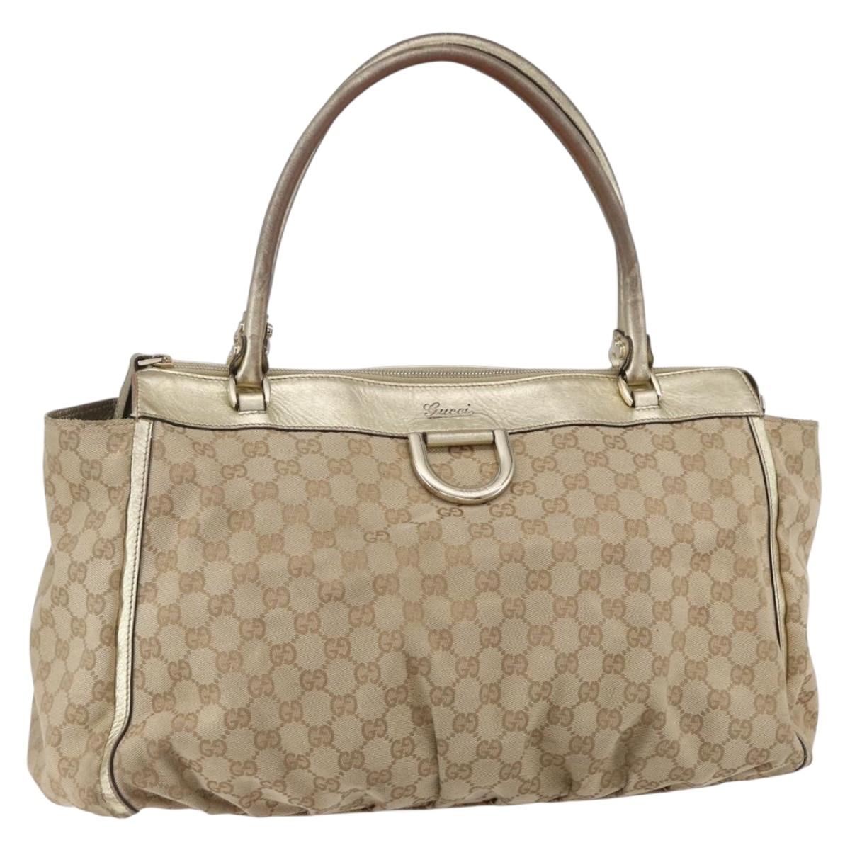 GUCCI GG Canvas Abbey Tote Bag Beige Gold 190248 Auth 153108