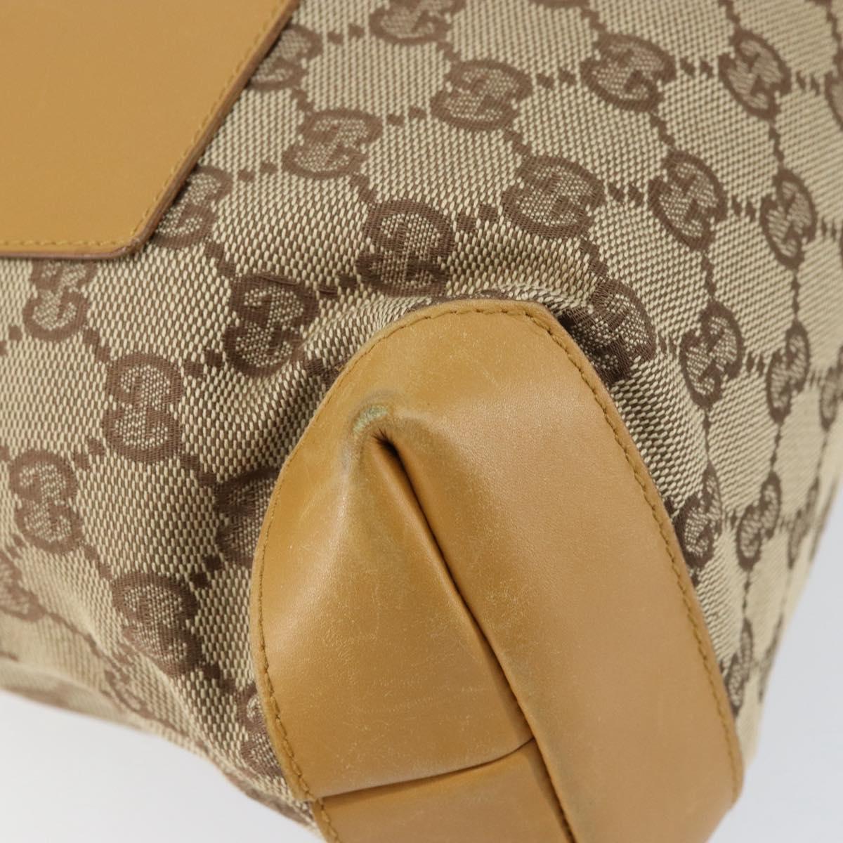 GUCCI GG Canvas Sherry Line Tote Bag Beige Silver 019 0402 3754 Auth 153109