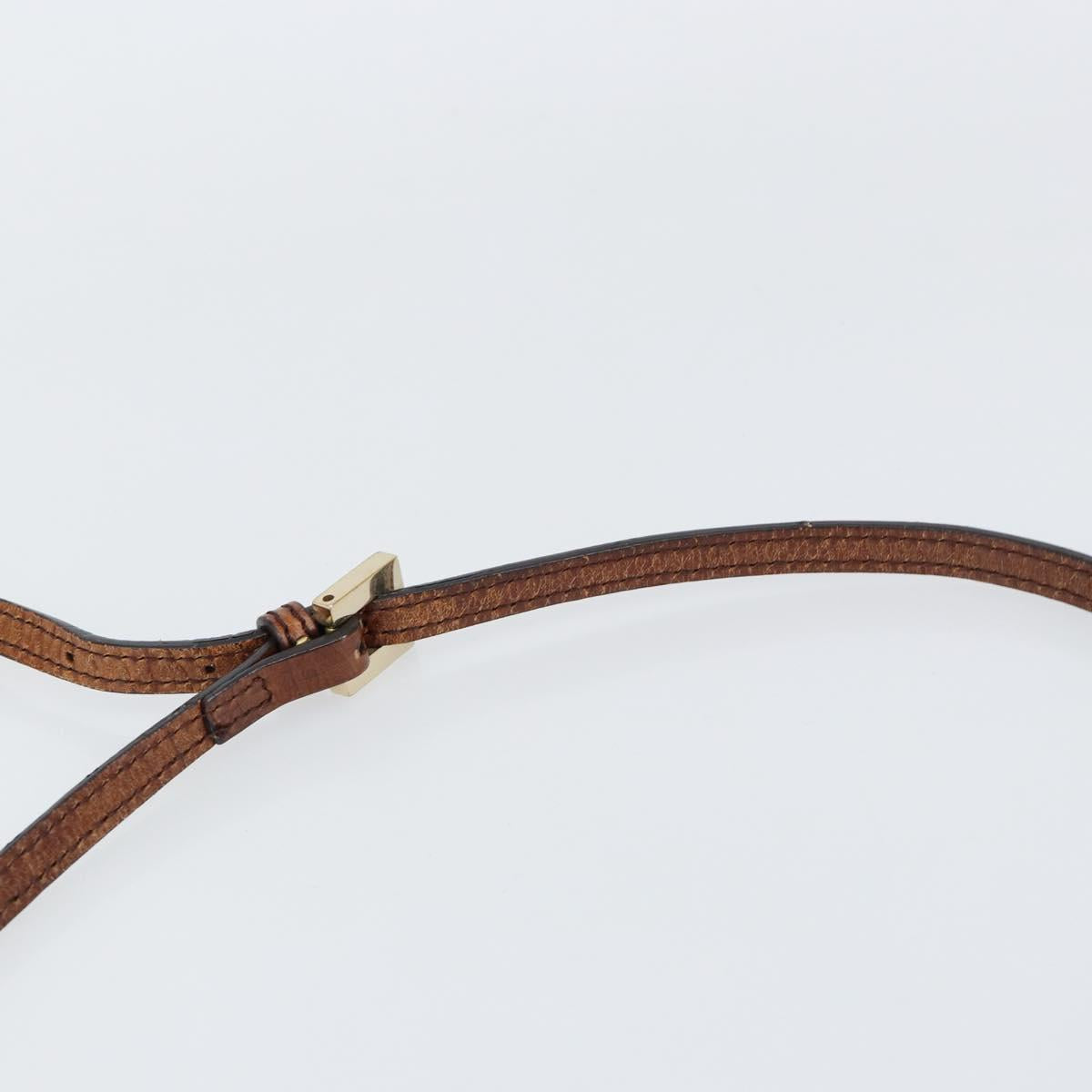 FENDI Zucchino Canvas Shoulder Bag Beige Gold Auth 153110