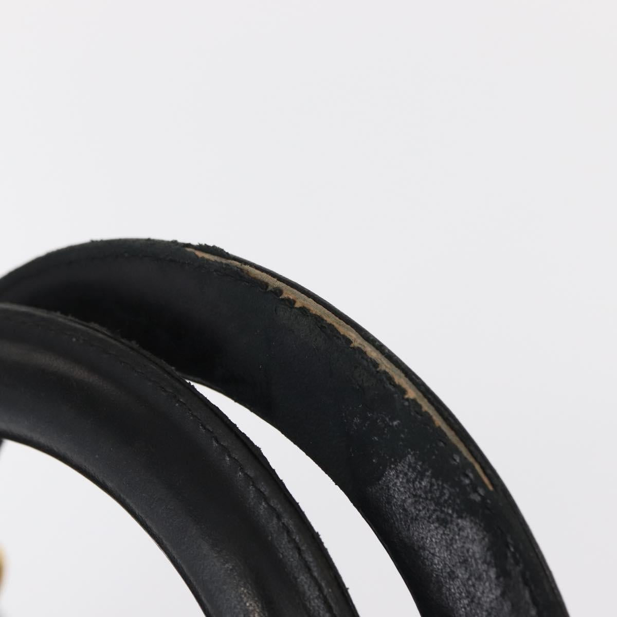 Christian Dior Canage Lady Dior Hand Bag Lamb Skin Black Gold Auth 153111