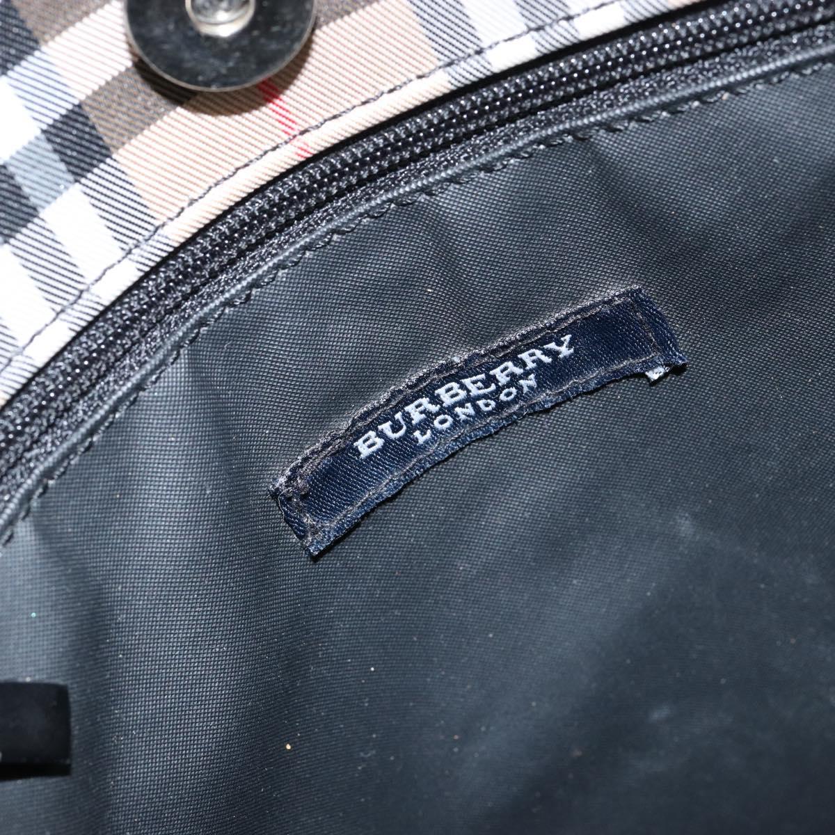 BURBERRY Nova Check Tote Bag Nylon Beige Silver Auth 153114