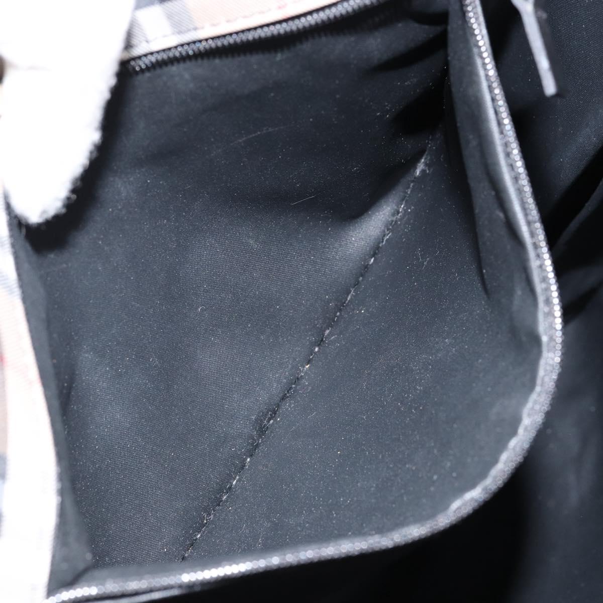 BURBERRY Nova Check Tote Bag Nylon Beige Silver Auth 153114