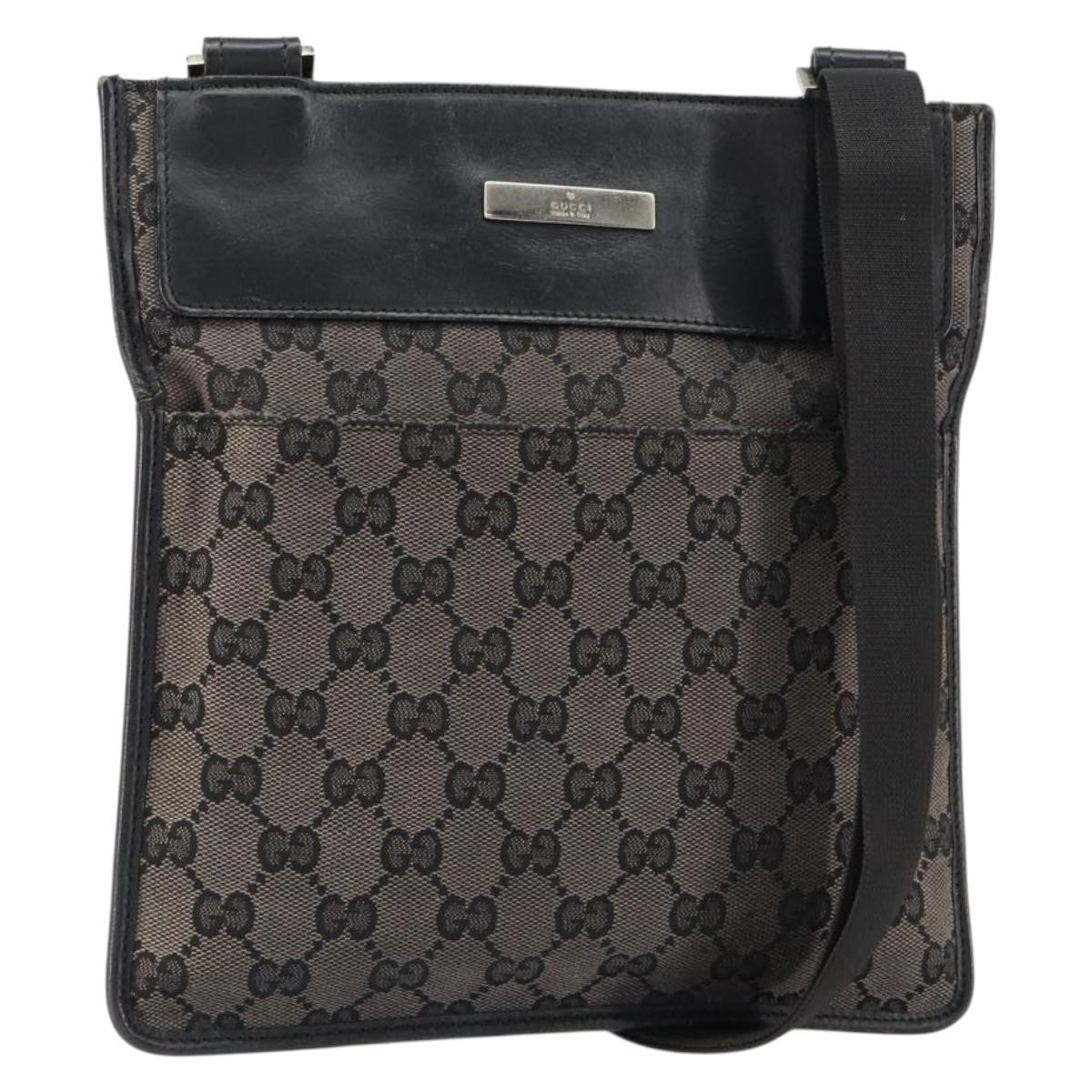 GUCCI GG Canvas Shoulder Bag Brown Silver 019 0348 Auth 153116