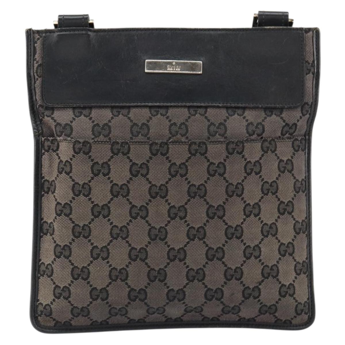 GUCCI GG Canvas Shoulder Bag Brown Silver 019 0348 Auth 153116