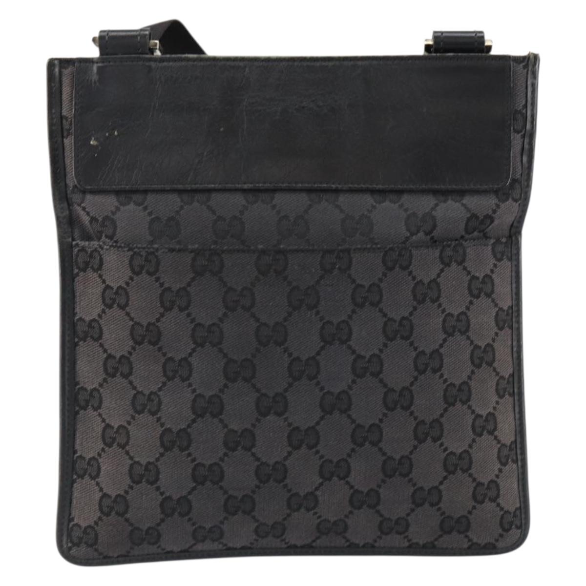 GUCCI GG Canvas Shoulder Bag Brown Silver 019 0348 Auth 153116