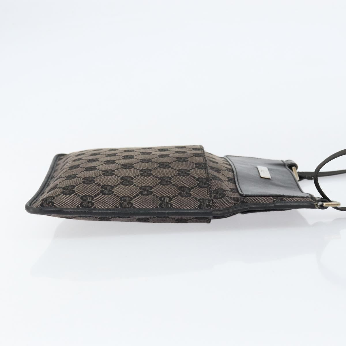 GUCCI GG Canvas Shoulder Bag Brown Silver 019 0348 Auth 153116