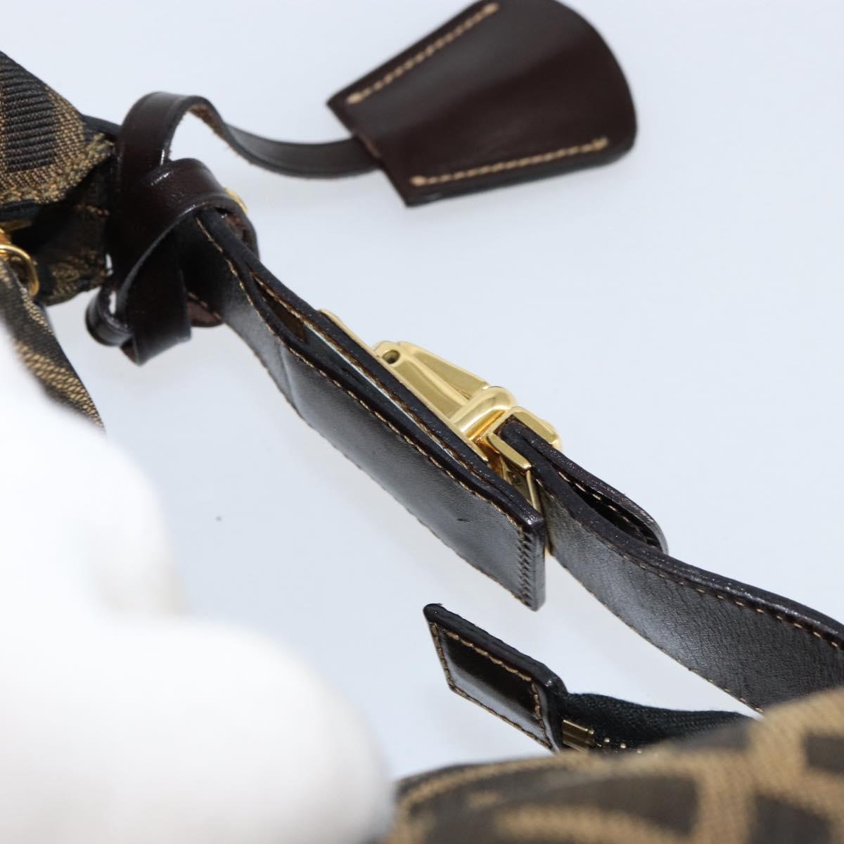 FENDI Zucca Canvas Vanity Hand Bag Black Brown Auth 153117