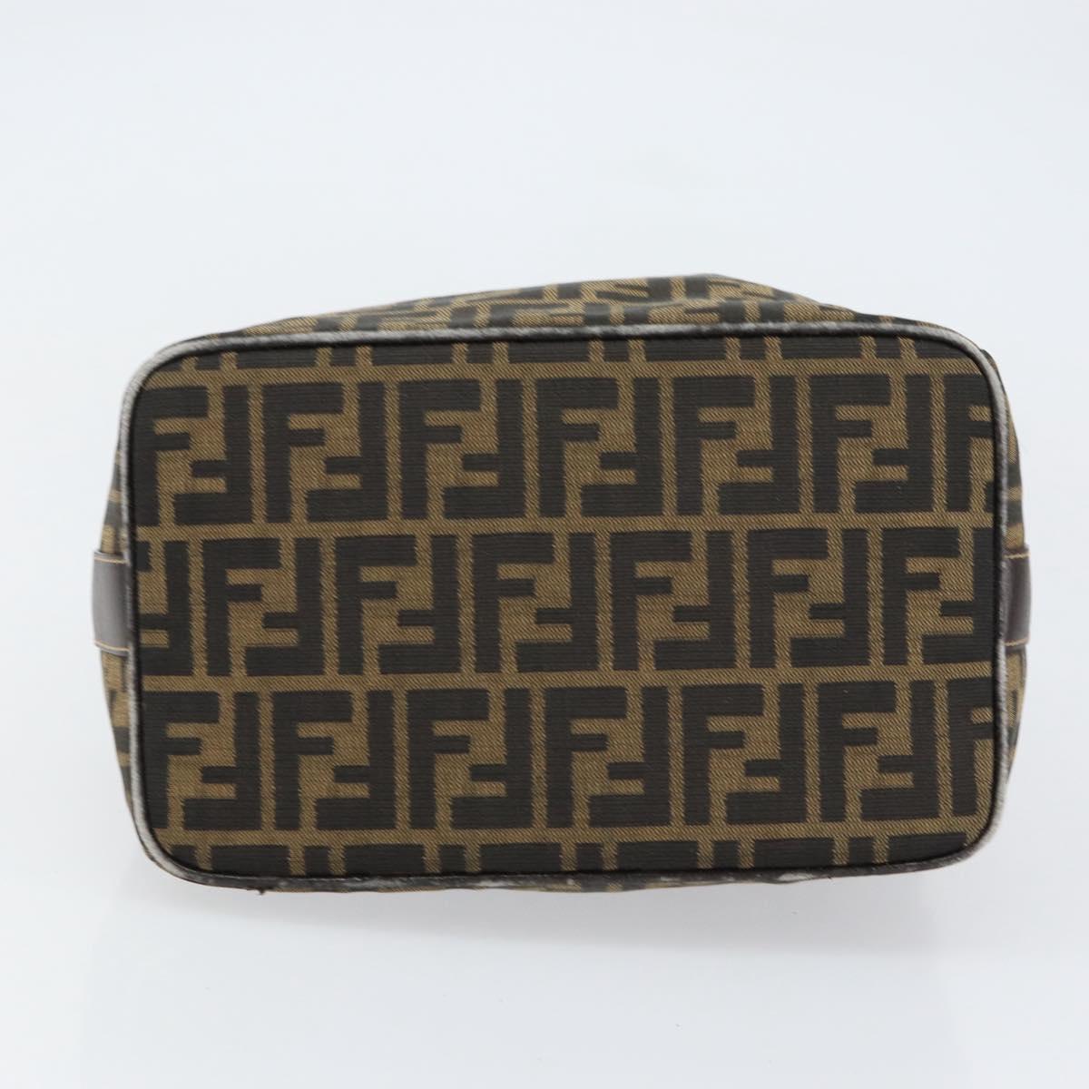 FENDI Zucca Canvas Vanity Hand Bag Black Brown Auth 153117