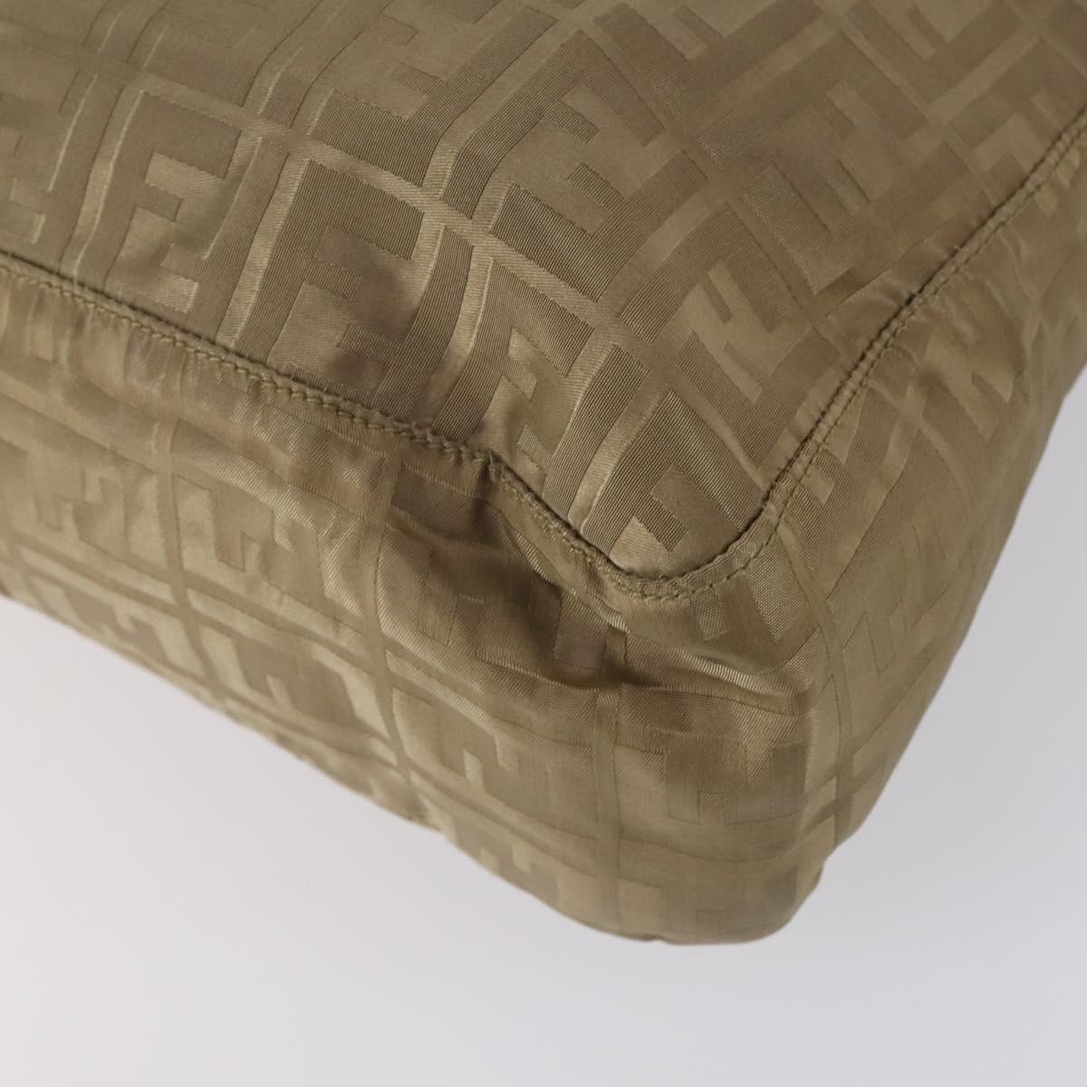 FENDI Zucca Canvas Shoulder Bag Nylon Beige Auth 153118