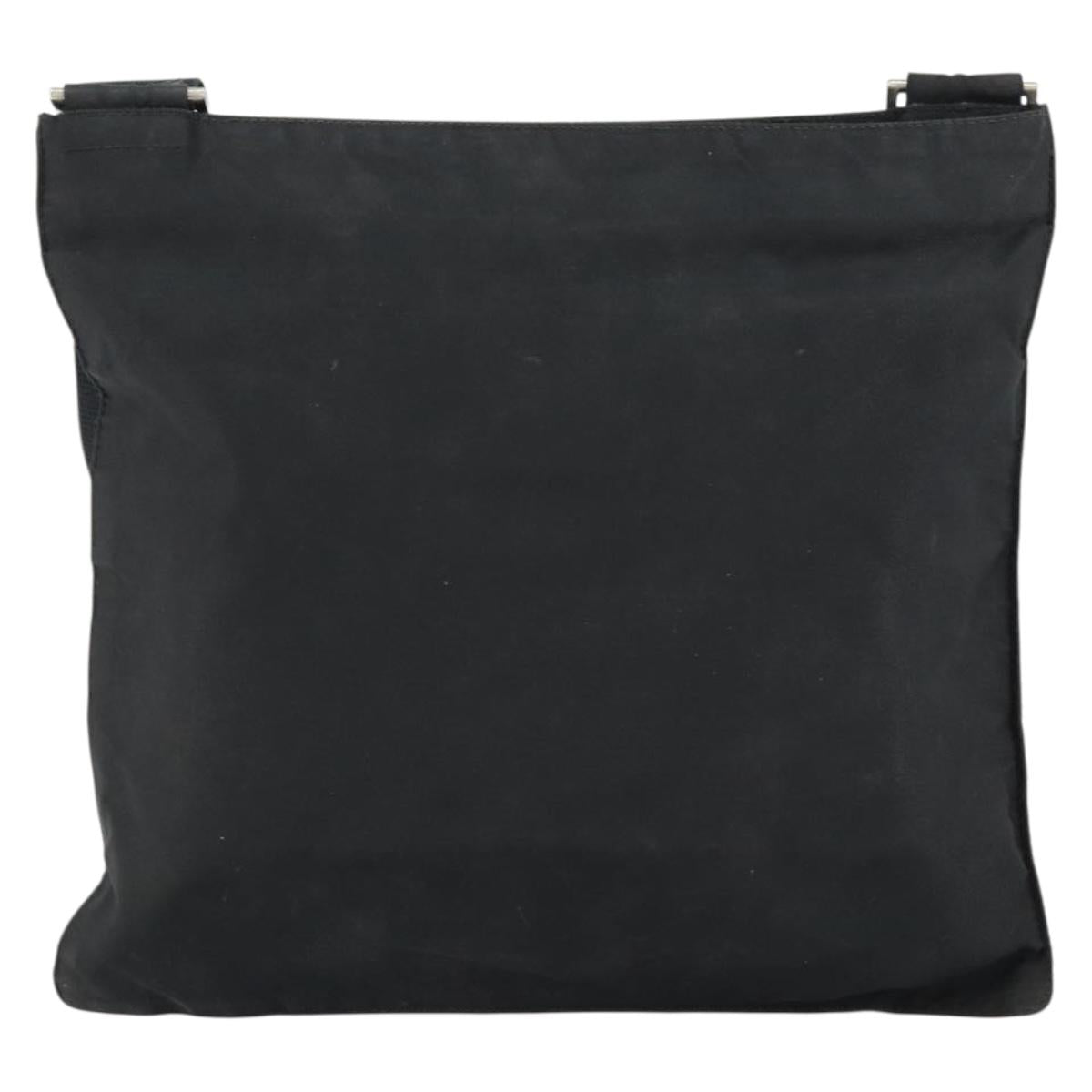 PRADA Hand Bag Nylon Black Silver Auth 153120