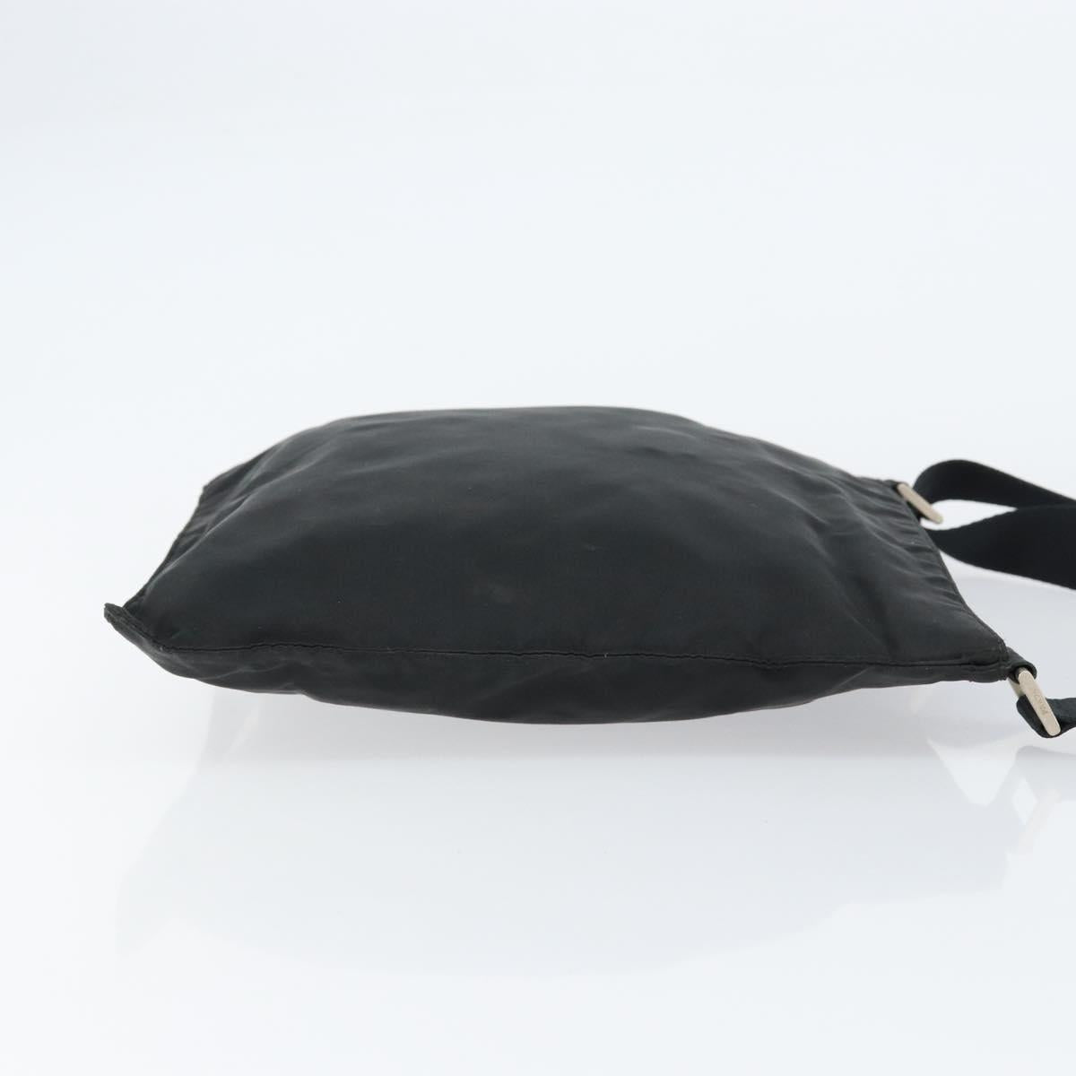 PRADA Hand Bag Nylon Black Silver Auth 153120