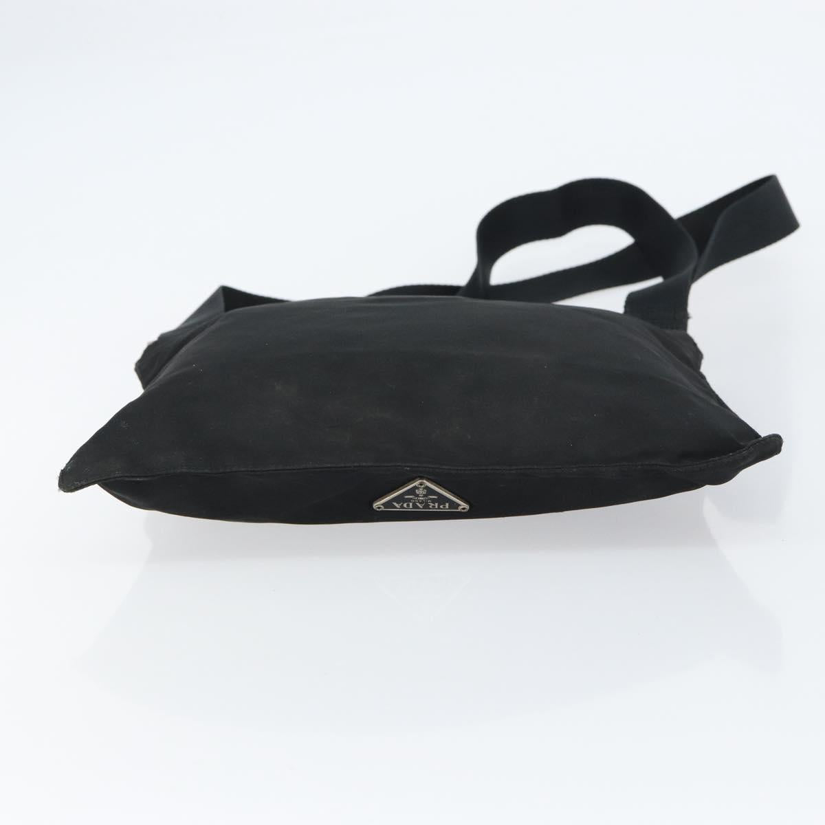 PRADA Hand Bag Nylon Black Silver Auth 153120