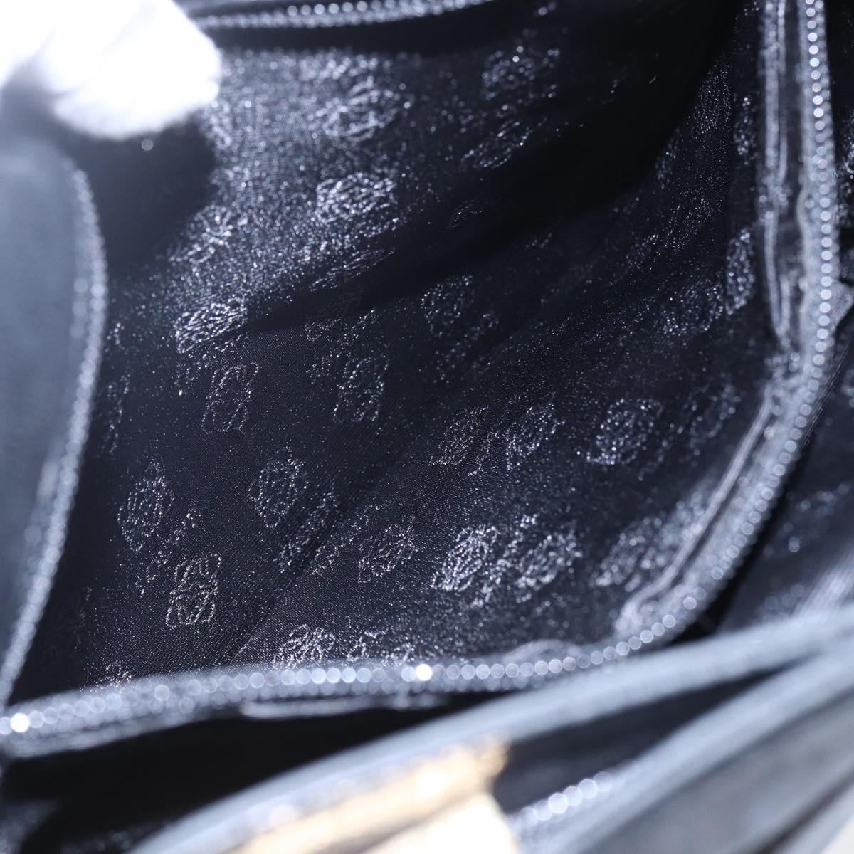 LOEWE anagram Shoulder Bag Leather Black Gold Auth 153121