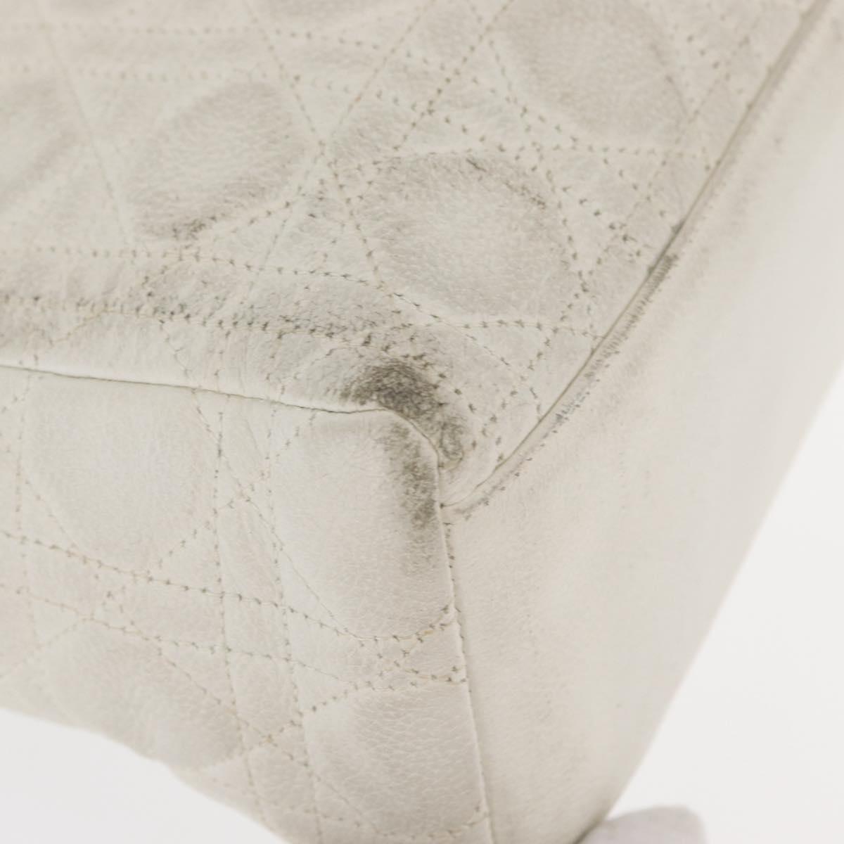 Christian Dior Lady Dior Canage Hand Bag Leather White Gold Auth 153122