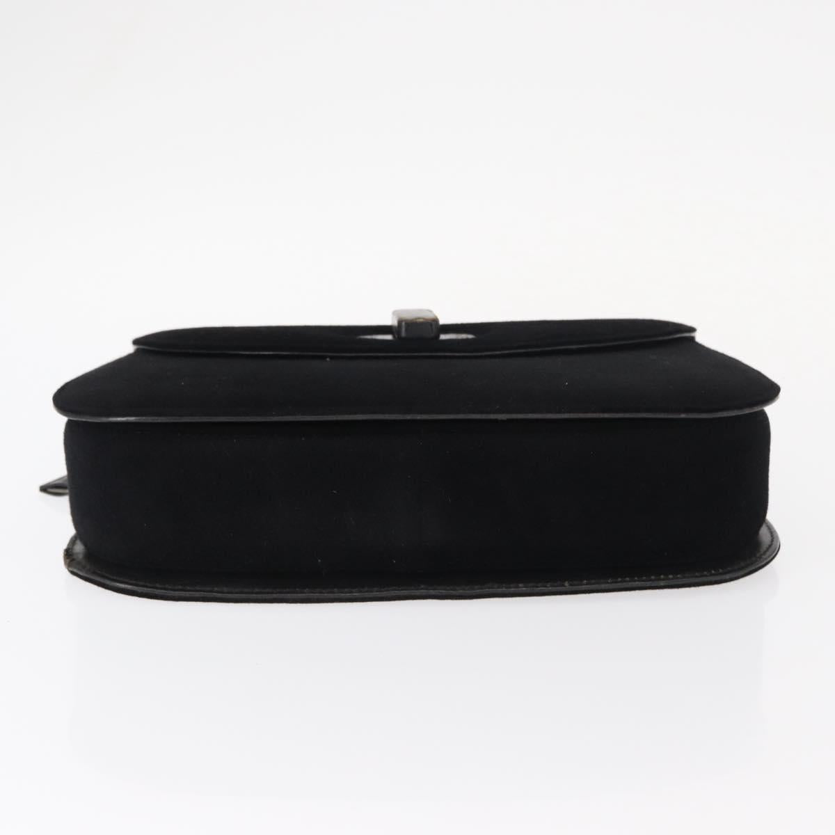 GUCCI Hand Bag Suede Black Auth 153123