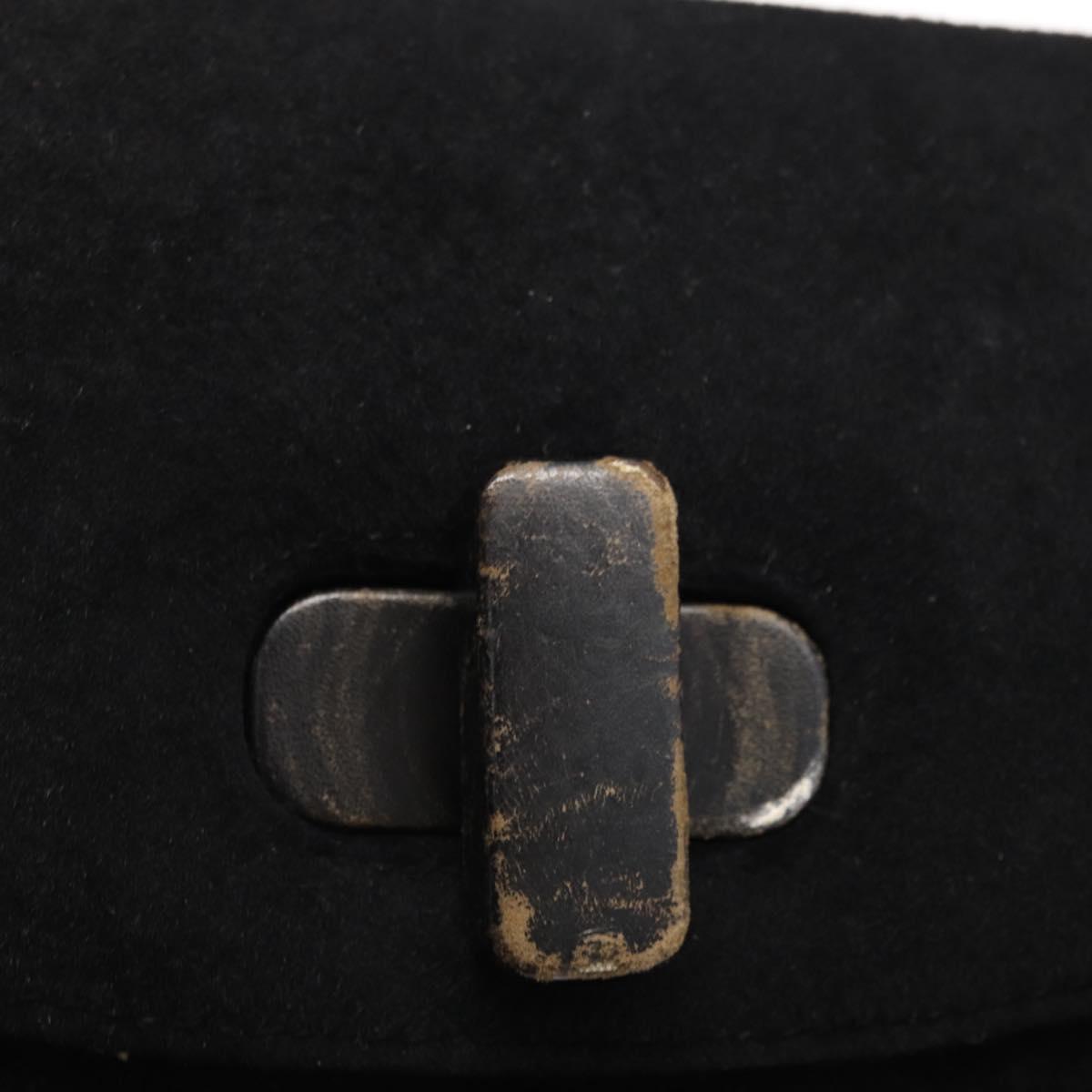 GUCCI Hand Bag Suede Black Auth 153123