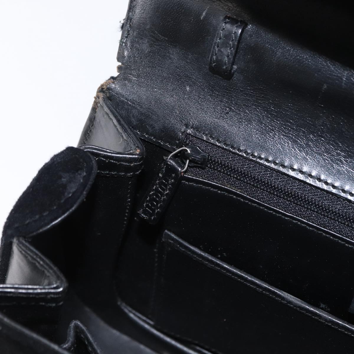 GUCCI Hand Bag Suede Black Auth 153123