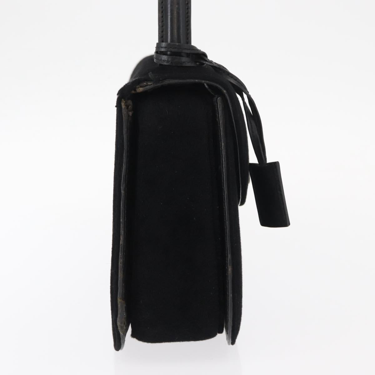 GUCCI Hand Bag Suede Black Auth 153123