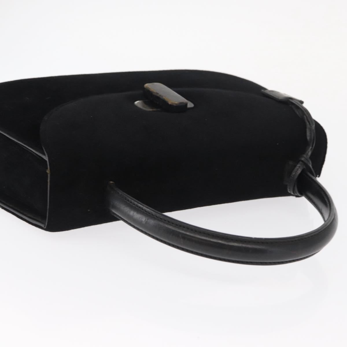GUCCI Hand Bag Suede Black Auth 153123