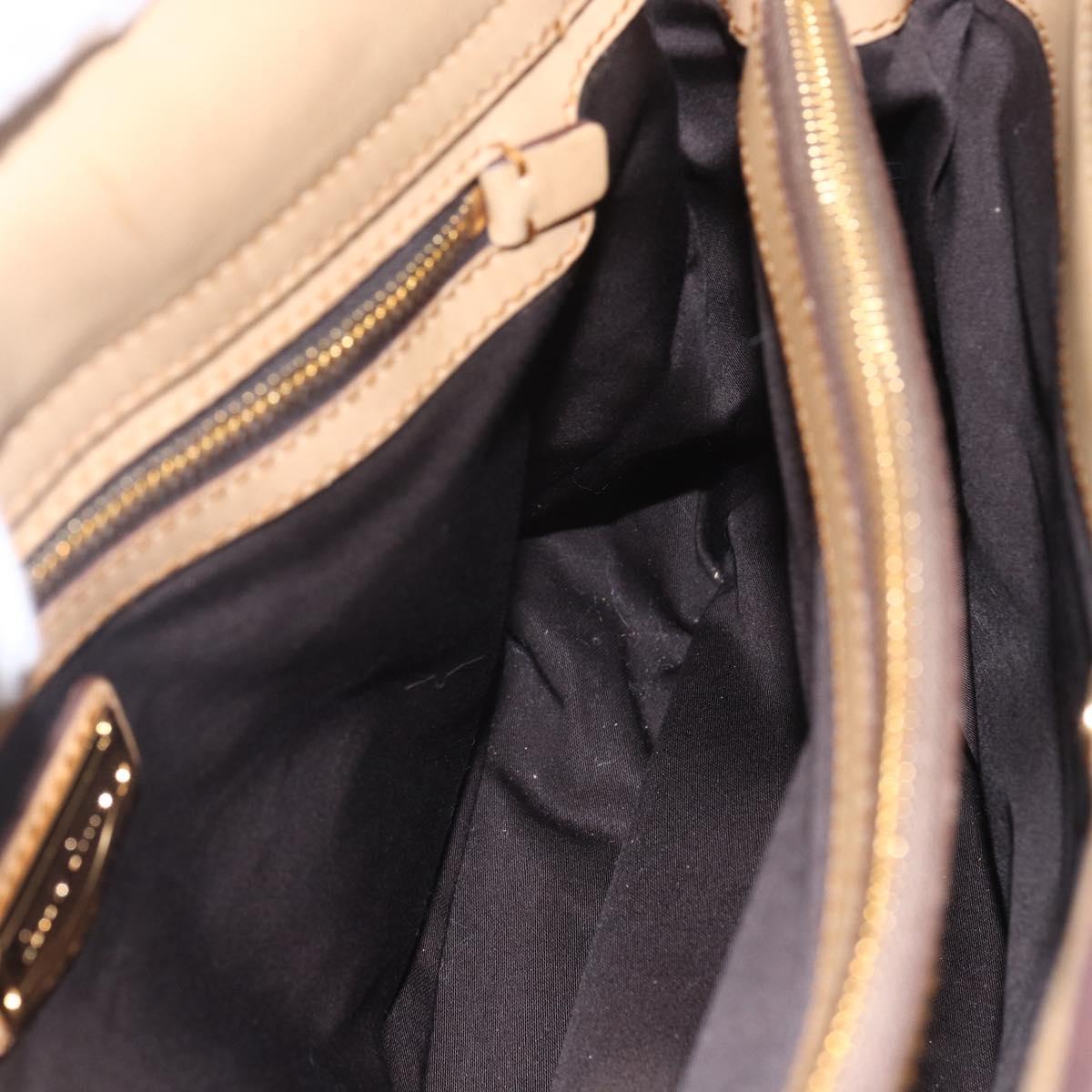 Miu Miu Hand Bag Leather 2way Beige Gold Auth 153125