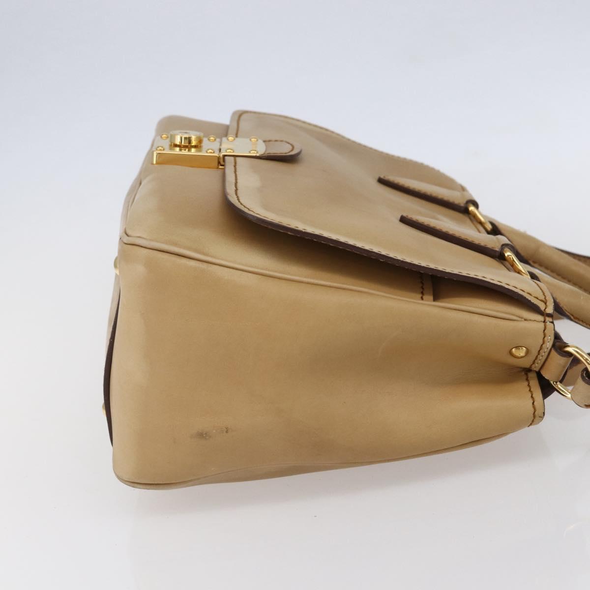 Miu Miu Hand Bag Leather 2way Beige Gold Auth 153125